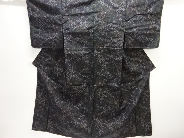 JAPANESE KIMONO / ANTIQUE KIMONO / SILK / TOKAMACHI TSUMUGI / WOVEN FLORAL PLANTS